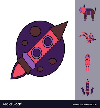 Collection of icons and space technology concept vector image