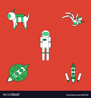 Collection of icons and space technology concept vector image