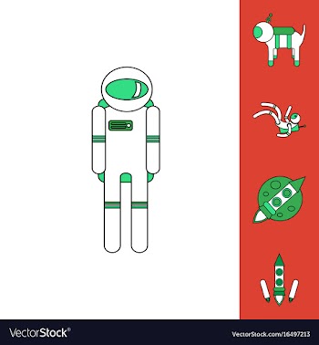 Collection of icons and space technology concept vector image