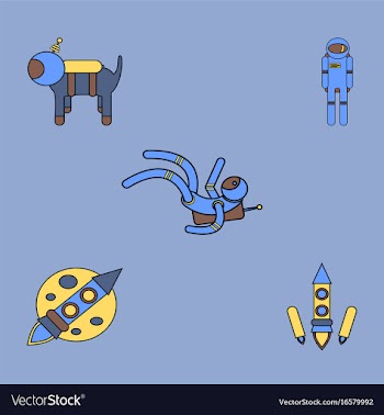 Collection of icons and space technology concept vector image