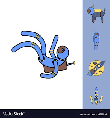 Collection of icons and space technology concept vector image