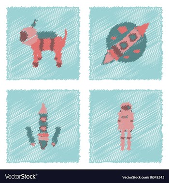 Collection of icons and space technology in vector image