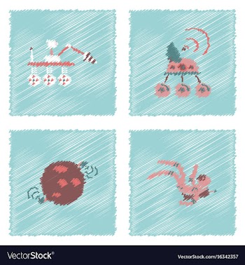 Collection of icons and space technology in vector image