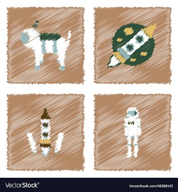 Collection of icons and space technology in vector image
