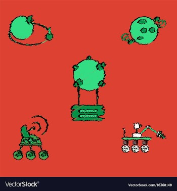 Collection of icons and space technology in vector image