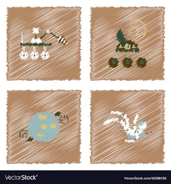 Collection of icons and space technology in vector image