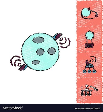 Collection of icons and space technology in vector image