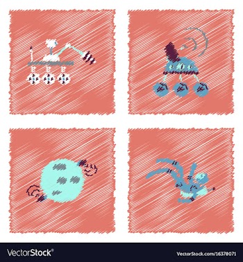 Collection of icons and space technology in vector image
