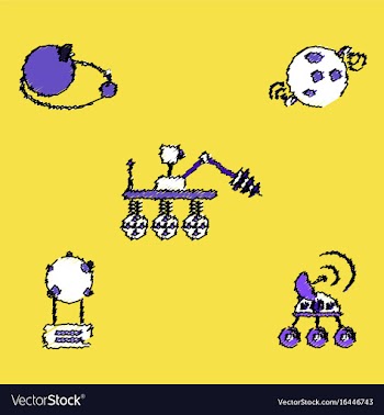 Collection of icons and space technology in vector image