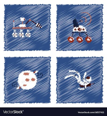 Collection of icons and space technology in vector image