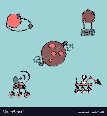 Collection of icons and space technology in vector image