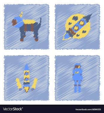 Collection of icons and space technology in vector image