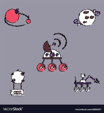 Collection of icons and space technology in vector image