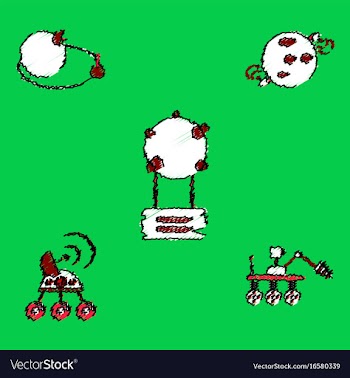 Collection of icons and space technology in vector image