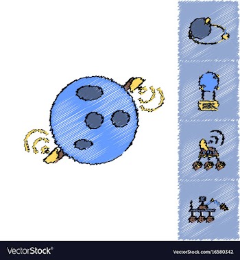 Collection of icons and space technology in vector image