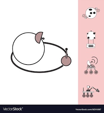 Collection of icons and space technology vector image