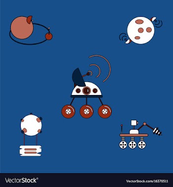 Collection of icons and space technology vector image