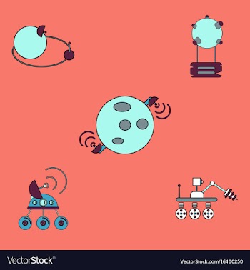Collection of icons and space technology vector image