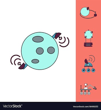 Collection of icons and space technology vector image