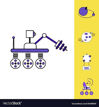 Collection of icons and space technology vector image