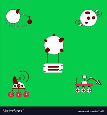 Collection of icons and space technology vector image
