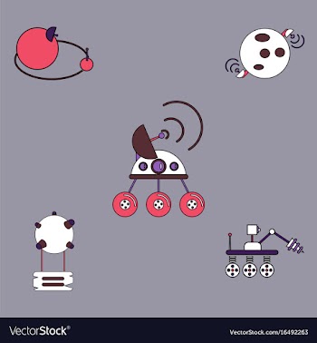 Collection of icons and space technology vector image
