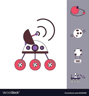 Collection of icons and space technology vector image