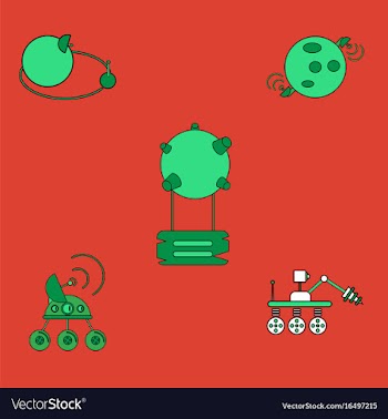 Collection of icons and space technology vector image