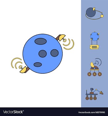 Collection of icons and space technology vector image