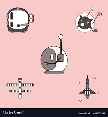 Collection of icons and space tools vector image