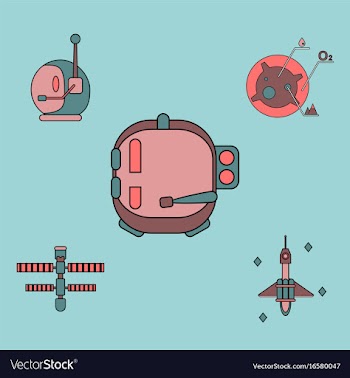 Collection of icons and space tools vector image