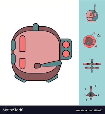 Collection of icons and space tools vector image