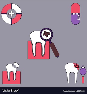 Collection of icons and teeth health vector image