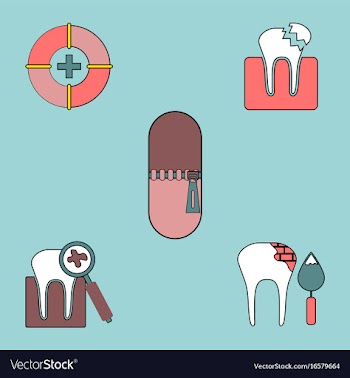 Collection of icons and teeth health vector image