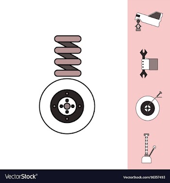 Collection of icons and vehicle parts vector image