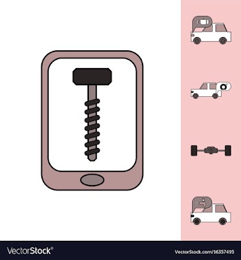 Collection of icons and vehicle parts vector image