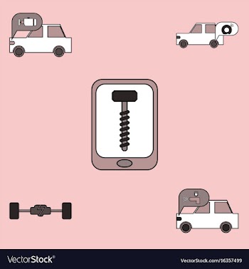 Collection of icons and vehicle parts vector image
