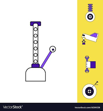 Collection of icons and vehicle parts vector image