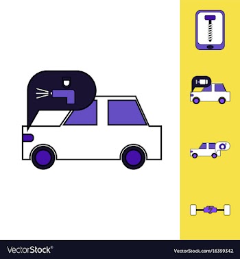 Collection of icons and vehicle parts vector image