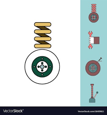 Collection of icons and vehicle parts vector image