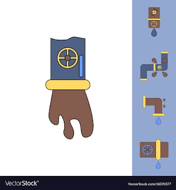 Collection of icons and water pipes vector image