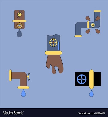 Collection of icons and water pipes vector image