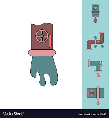 Collection of icons and water pipes vector image