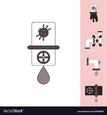 Collection of icons and water pipes vector image