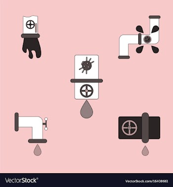 Collection of icons and water pipes vector image