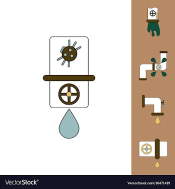 Collection of icons and water pipes vector image