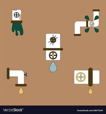 Collection of icons and water pipes vector image