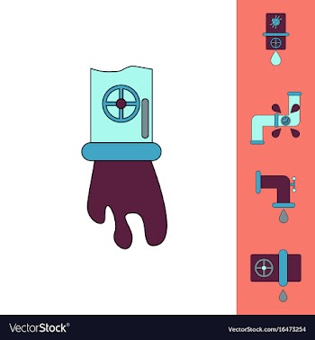 Collection of icons and water pipes vector image