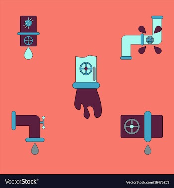 Collection of icons and water pipes vector image