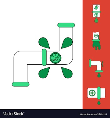 Collection of icons and water pipes vector image